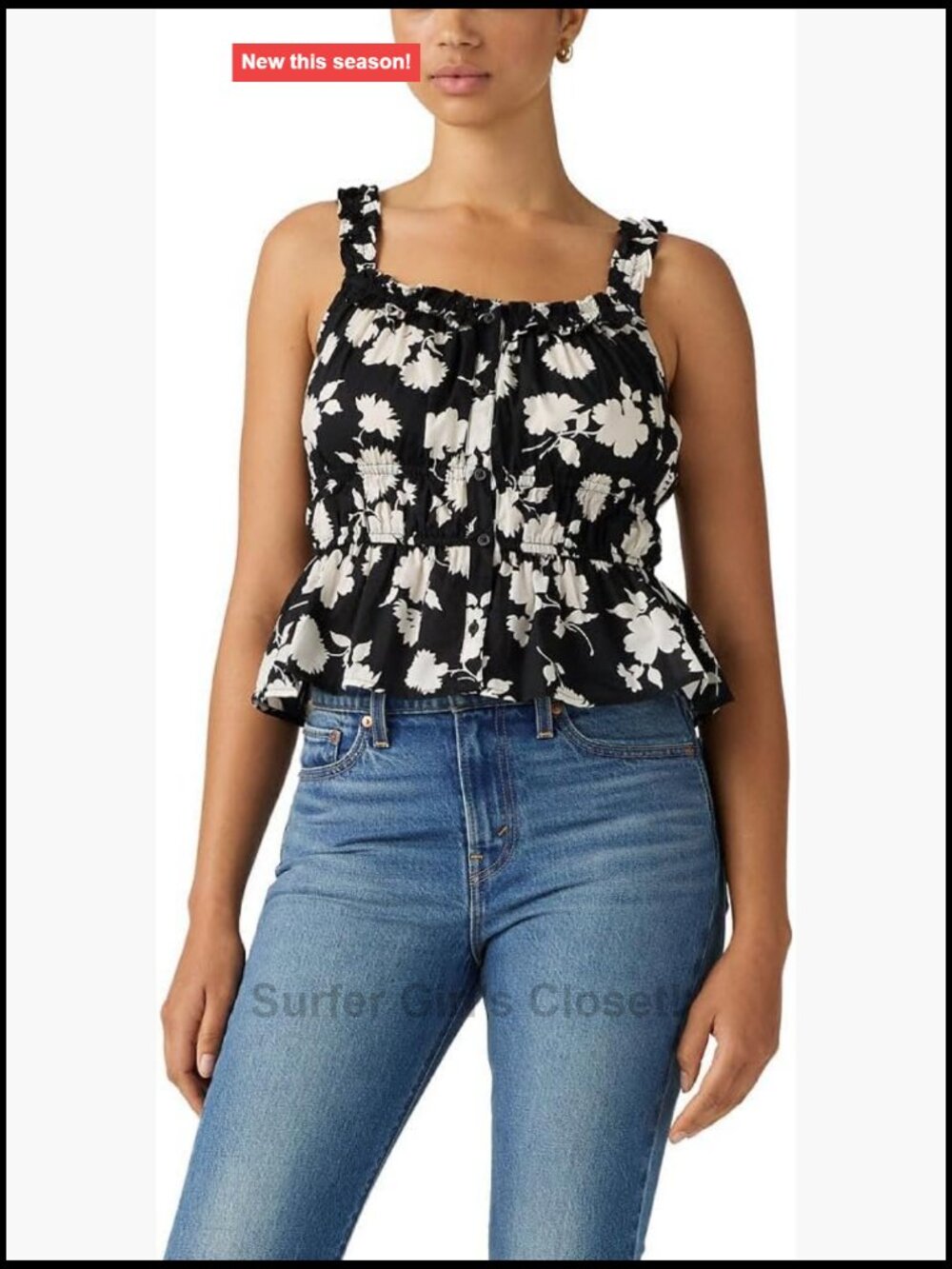 Levi's Womens Sleeveless Sweetheart Neck Tank Top Ruffle Ruched Blouse